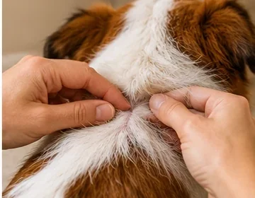 Illustrative dog-care photograph: Medicine-versus-supplement distinction with label evidence checklist; verify actual product instructions