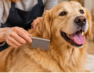 Illustrative dog-care photograph: Grip-and-access comparison chart plus practical travel kit setup; verify actual product instructions