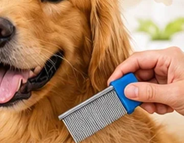 Illustrative dog-care photograph: Pressure-control routine and sensitive-area handling tips; verify actual product instructions