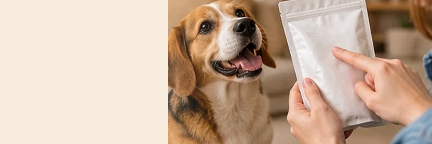 Illustrative dog-care photograph: Minimizing Dust During a Labeled Flea Powder Application; verify actual product instructions