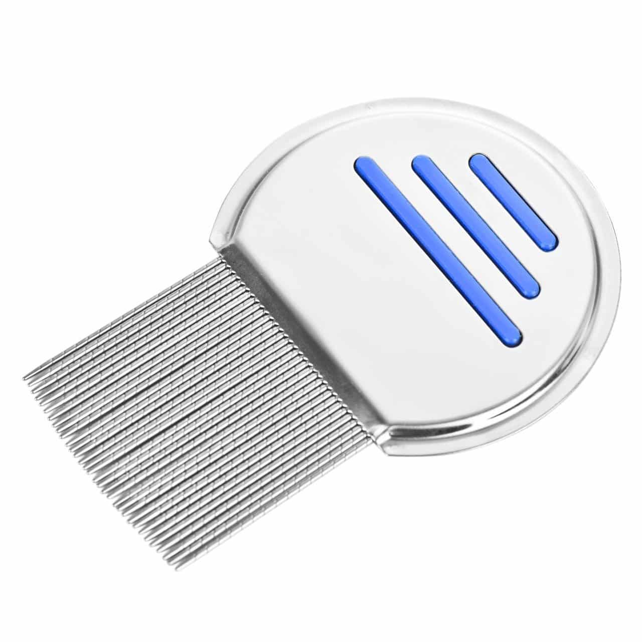 YIYU Premium Dogs Cats Pets Flea Lice Comb Stainless Steel (Mode A with Lines,Blue)