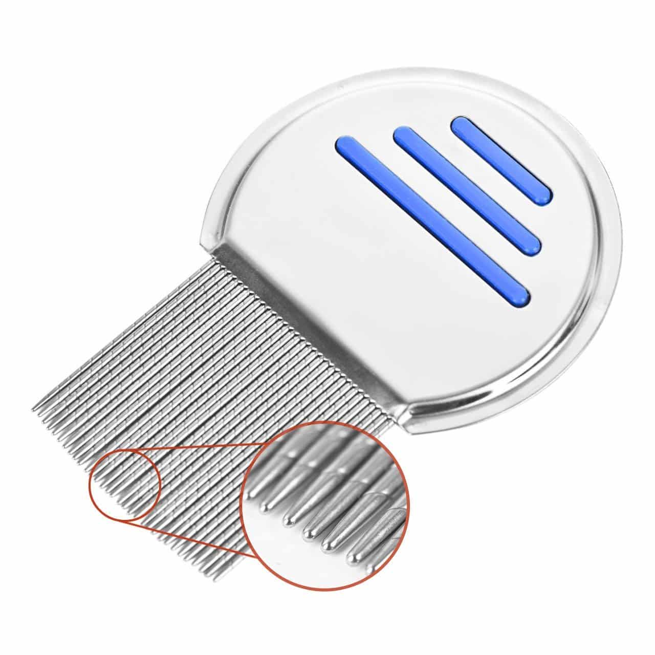 YIYU Premium Dogs Cats Pets Flea Lice Comb Stainless Steel (Mode A with Lines,Blue)