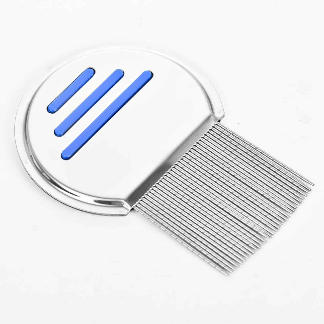YIYU Premium Dogs Cats Pets Flea Lice Comb Stainless Steel (Mode A with Lines,Blue)