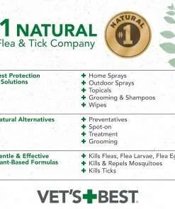 Vet's Best Flea & Tick Spot-on Drops - Topical Flea & Tick Prevention for Dogs - Plant-Based Formula - Certified Natural Oils - For Various Dog Sizes - 3-8 Month Supply - 7