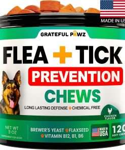 Flea and Tick Prevention for Dogs Chewables - Made in USA - Natural Flea and Tick Chews Supplement for Dogs - Oral Flea Pills for Dogs - Pest Defense - All Breeds and Ages - 120 Soft Tablets - 1