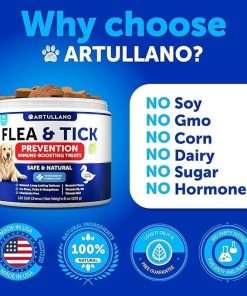 Flea and Tick Prevention for Dogs Chewables - Made in USA - Natural Flea and Tick Supplement for Dogs - Oral Flea Pills for Dogs - Pest Defense - All Breeds and Ages - 6