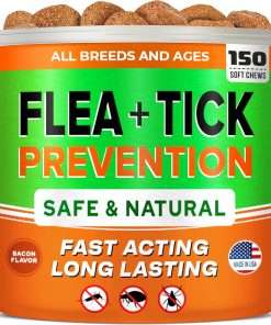 Natural Flea & Tick Prevention for Dogs Chewable Tablets - Flea & Tick Control Supplement - Oral Flea Pills for Dogs - All Breeds and Ages - Soft Chews Made in USA - 1
