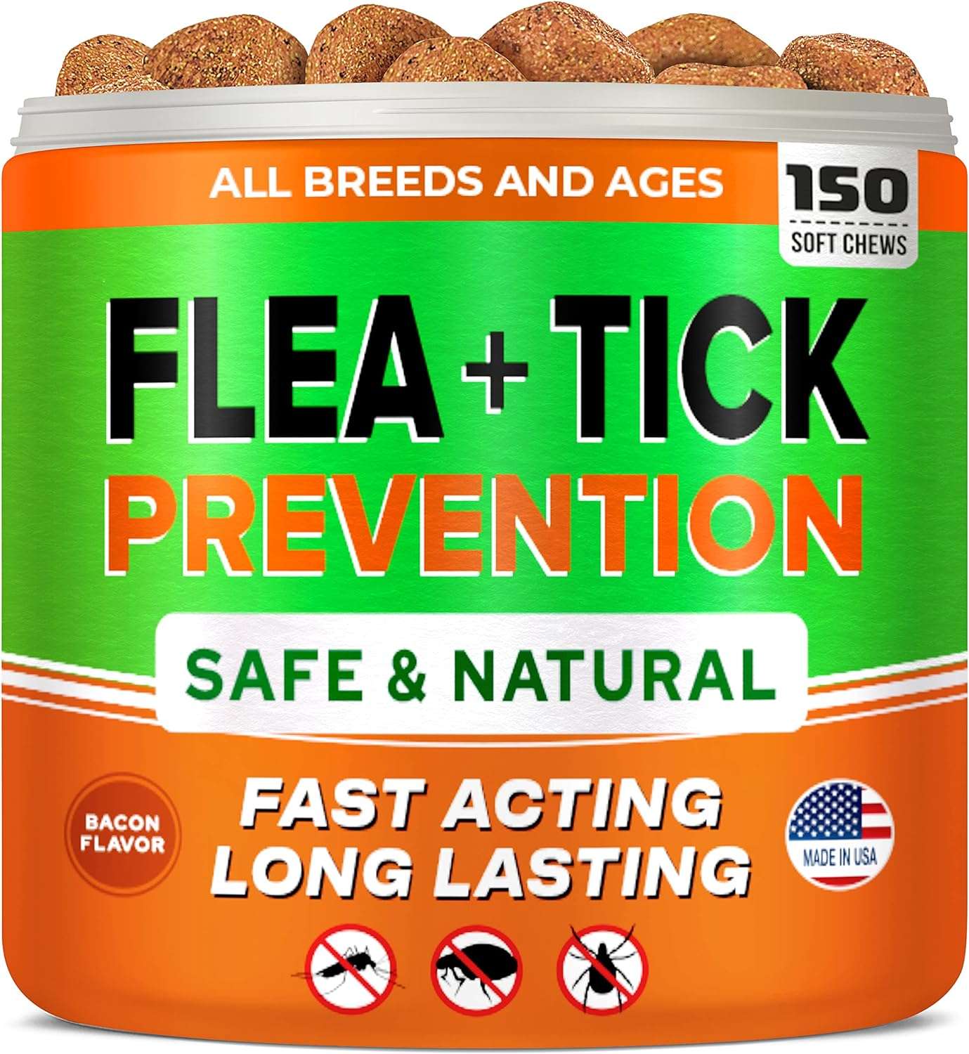 Natural Flea & Tick Prevention for Dogs Chewable Tablets - Flea & Tick Control Supplement - Oral Flea Pills for Dogs - All Breeds and Ages - Soft Chews Made in USA - 1