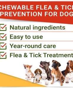 Natural Flea & Tick Prevention for Dogs Chewable Tablets - Flea & Tick Control Supplement - Oral Flea Pills for Dogs - All Breeds and Ages - Soft Chews Made in USA - 4