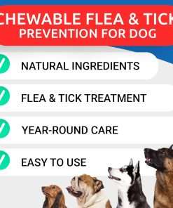Natural Flea and Tick Prevention Chews for Dogs - Chewable Tablets for Dogs - All Breeds and Ages - Made in USA Flea and Tick Remover Supplement - Bacon - 120 Treats - 3
