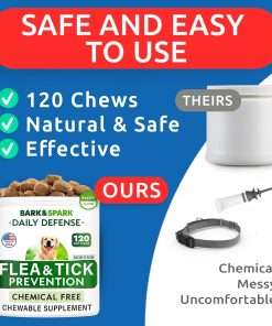 Natural Flea and Tick Prevention Chews for Dogs - Chewable Tablets for Dogs - All Breeds and Ages - Made in USA Flea and Tick Remover Supplement - Bacon - 120 Treats - 4