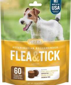 VetIQ Flea & Tick Support for Dogs, Flea and Tick Chewable for Dogs, Supports Dog's Natural Flea Defenses, Free of Added Chemicals and Garlic, Hickory Smoke Flavor, 60 Count - 1