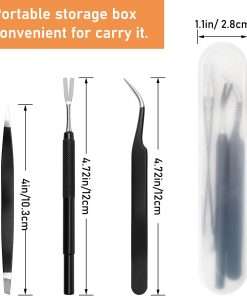 COITEK 3 in 1 Tick Remover Kit, Black Tick Remover Tweezers Stainless Steel Tick Remover Tools Set for Pet Dog, Cat, Human with Storage Box (Black) - 2