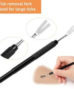 COITEK 3 in 1 Tick Remover Kit, Black Tick Remover Tweezers Stainless Steel Tick Remover Tools Set for Pet Dog, Cat, Human with Storage Box (Black) - 3