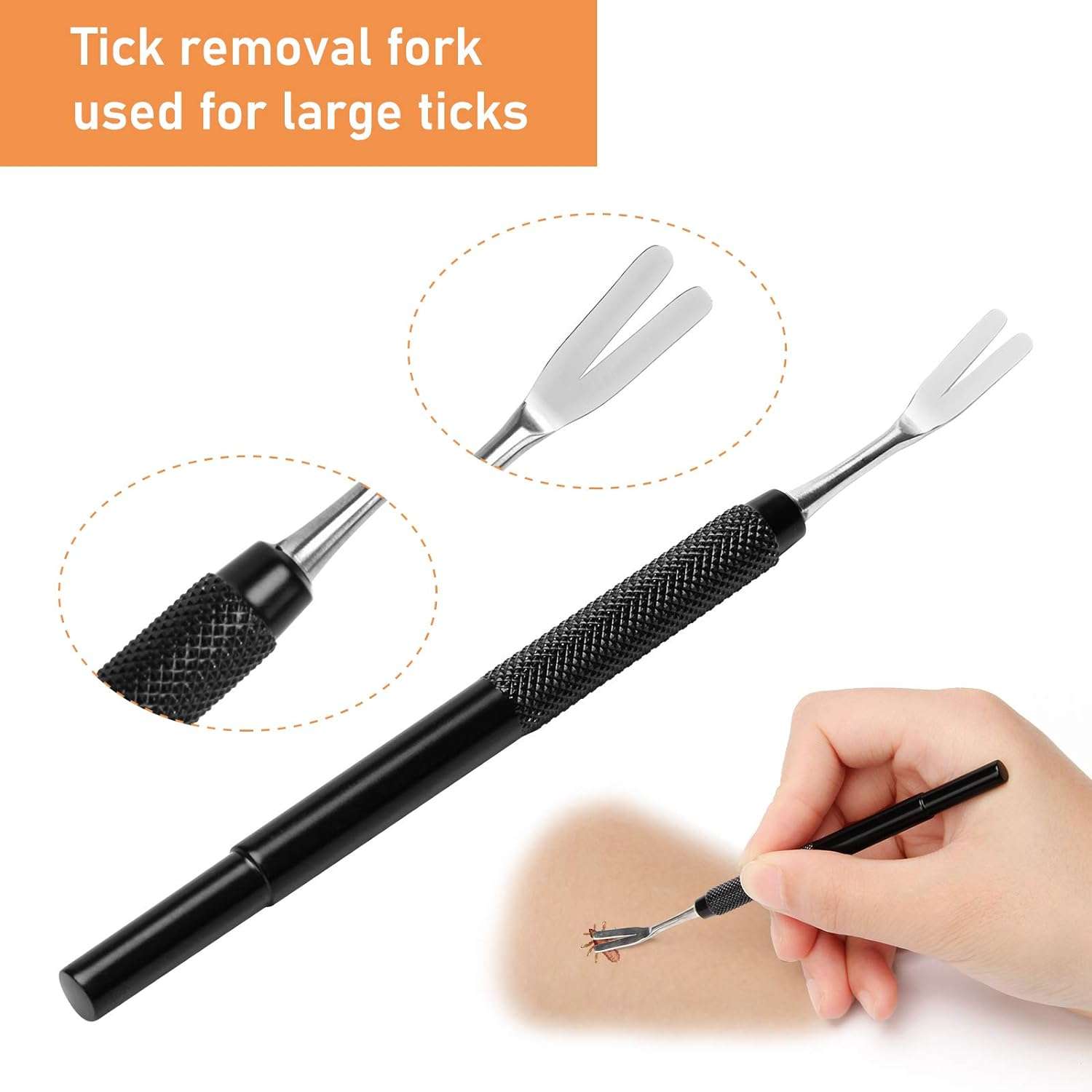 COITEK 3 in 1 Tick Remover Kit, Black Tick Remover Tweezers Stainless Steel Tick Remover Tools Set for Pet Dog, Cat, Human with Storage Box (Black) - 3