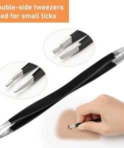 COITEK 3 in 1 Tick Remover Kit, Black Tick Remover Tweezers Stainless Steel Tick Remover Tools Set for Pet Dog, Cat, Human with Storage Box (Black) - 4