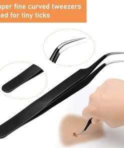 COITEK 3 in 1 Tick Remover Kit, Black Tick Remover Tweezers Stainless Steel Tick Remover Tools Set for Pet Dog, Cat, Human with Storage Box (Black) - 5