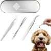 Premium Stainless Steel Dog Tick Remover Tool Set of 3 - Reusable Pet Tick Remover, Tick Remover for Dogs - Tick Removal Tool for Humans and Pets, Twister Tweezers, Pullers Remover with Metal Case - 1