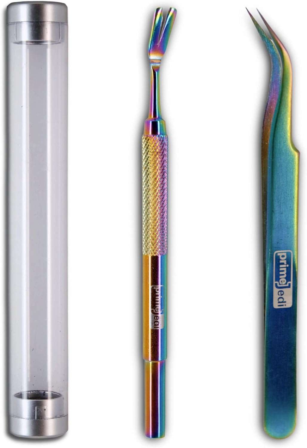 PrimeJedi 2-in-1 Tick Removal Tool Set, Tick Remover for Humans, for Dogs, for Cats, Angled Tweezer + Tick Removal Tool + Tube Case, Medical Tweezers for Removing Ticks, Tick Tweezers, Multicolored - 1