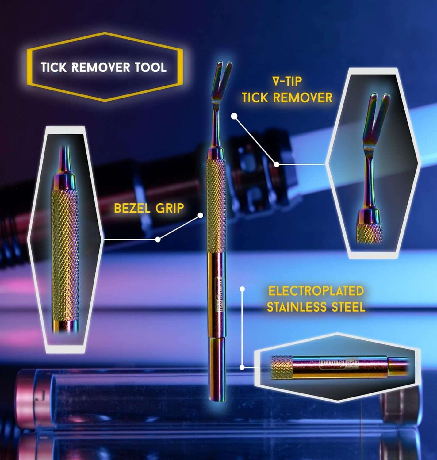 PrimeJedi 2-in-1 Tick Removal Tool Set, Tick Remover for Humans, for Dogs, for Cats, Angled Tweezer + Tick Removal Tool + Tube Case, Medical Tweezers for Removing Ticks, Tick Tweezers, Multicolored - 4