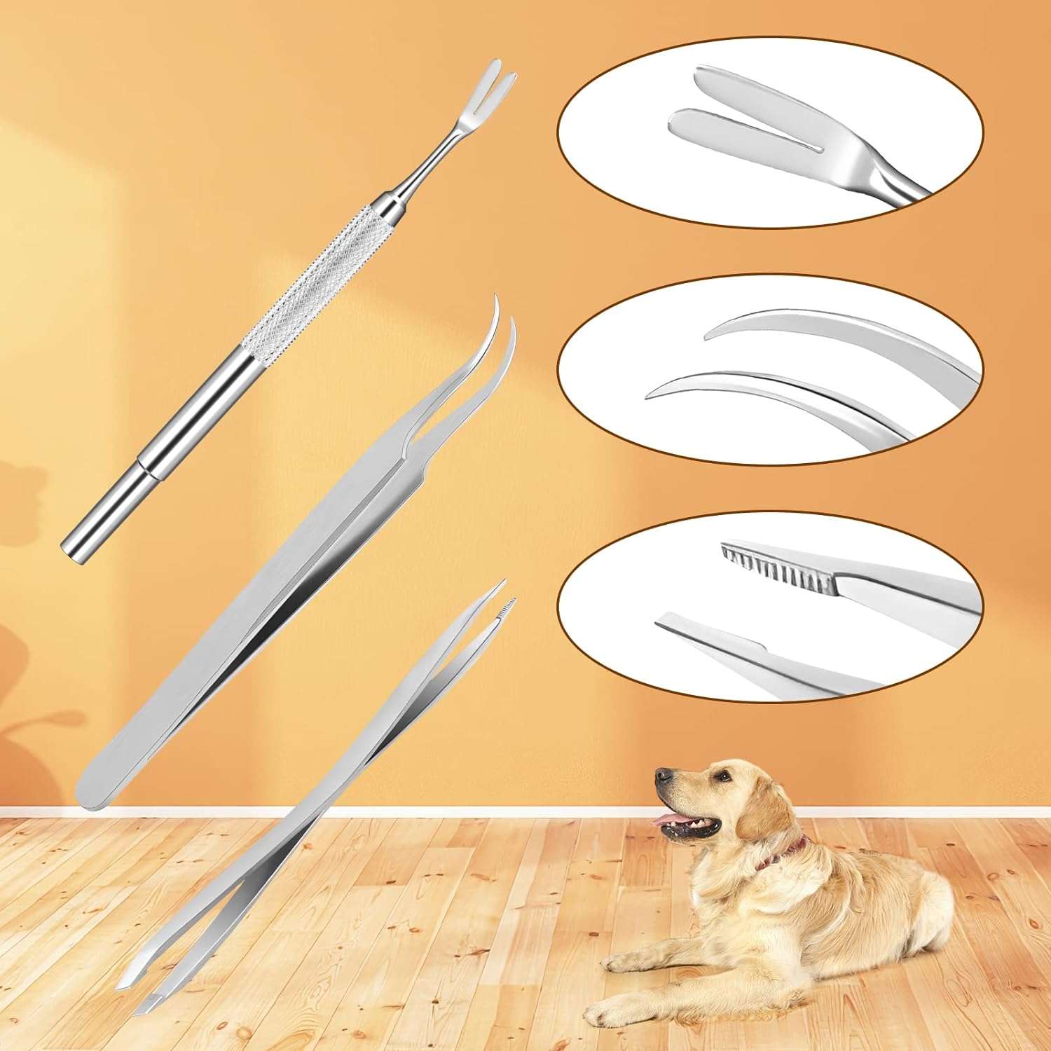 Rypet Tick Remover Tool Set - Stainless Steel Tick Remover Kit for Cats Dogs and Humans(Pack of 3) - 5