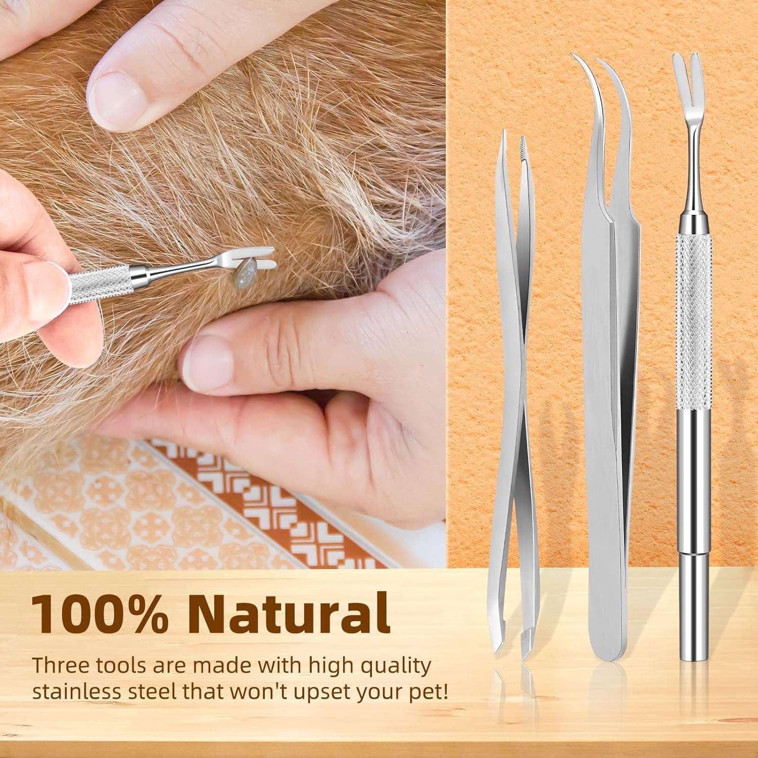 Rypet Tick Remover Tool Set - Stainless Steel Tick Remover Kit for Cats Dogs and Humans(Pack of 3) - 6