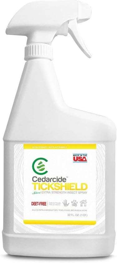 Cedarcide Extra- Strength Tickshield - Deep Woods Cedar Oil Tick & Mosquito Repellent Spray Kills & Repels Ticks, Fleas, Chiggers and Mosquitoes - 2