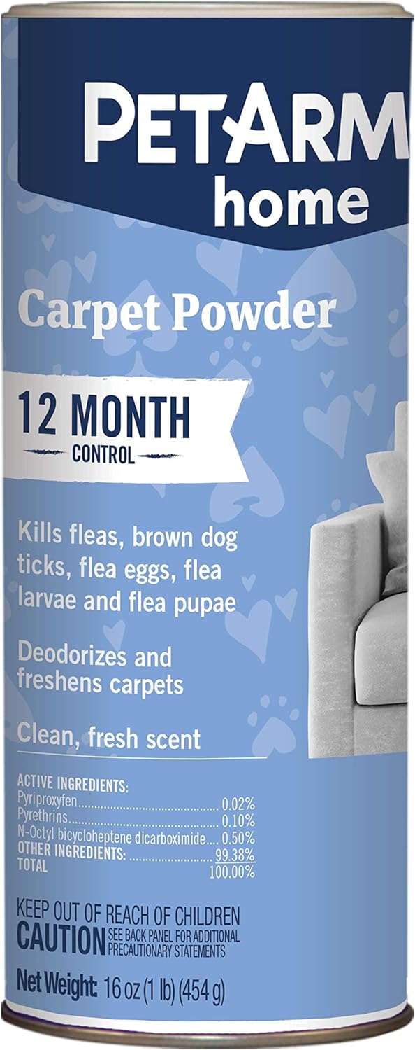 PETARMOR Home Carpet Powder for Fleas and Ticks, Protect Your Home From Fleas and Deodorizes Carpets, 16 Ounce - 1