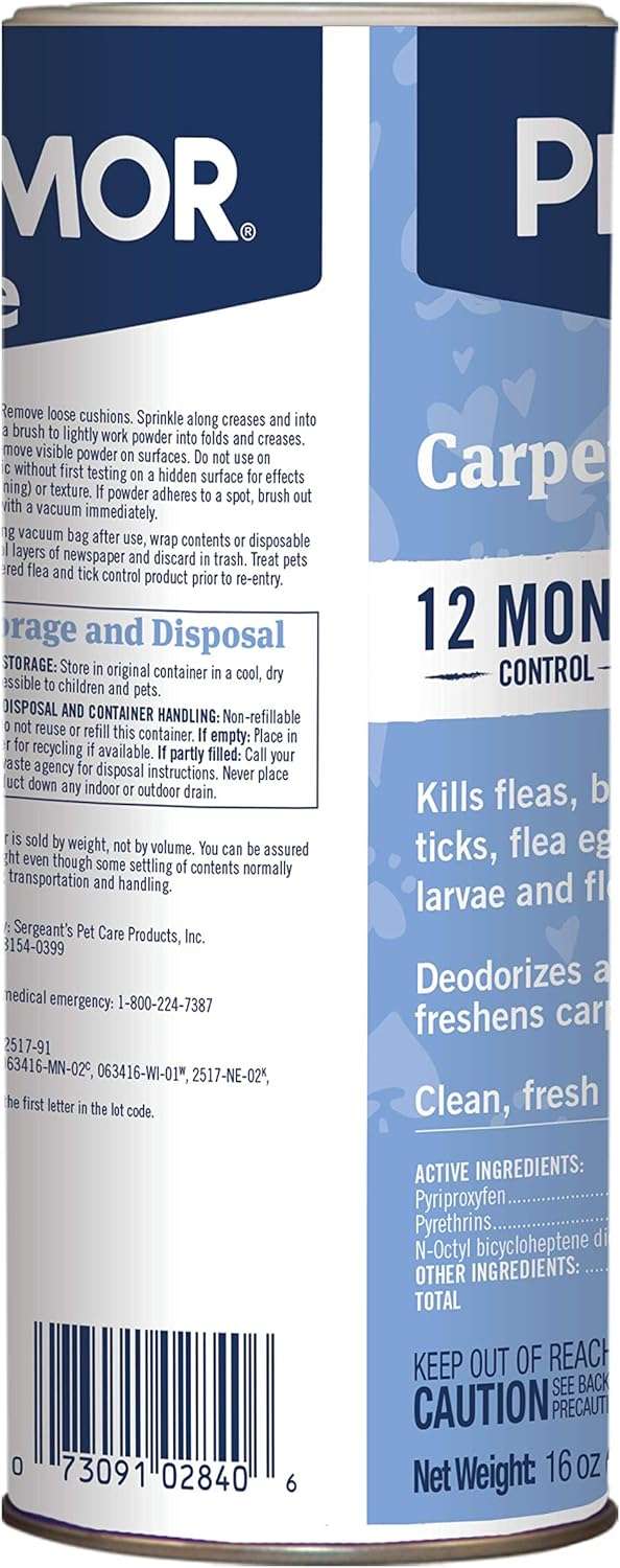 PETARMOR Home Carpet Powder for Fleas and Ticks, Protect Your Home From Fleas and Deodorizes Carpets, 16 Ounce - 8