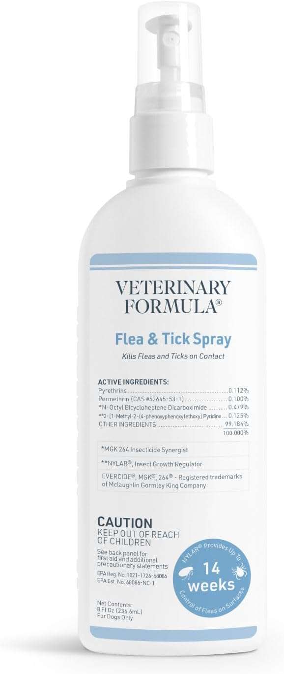 Veterinary Formula Flea and Tick Spray for Dogs, 8 oz – Easy-to-Use Dog Flea Spray, Kills on Contact, Prevents Egg & Larval Development for 14 weeks - 1