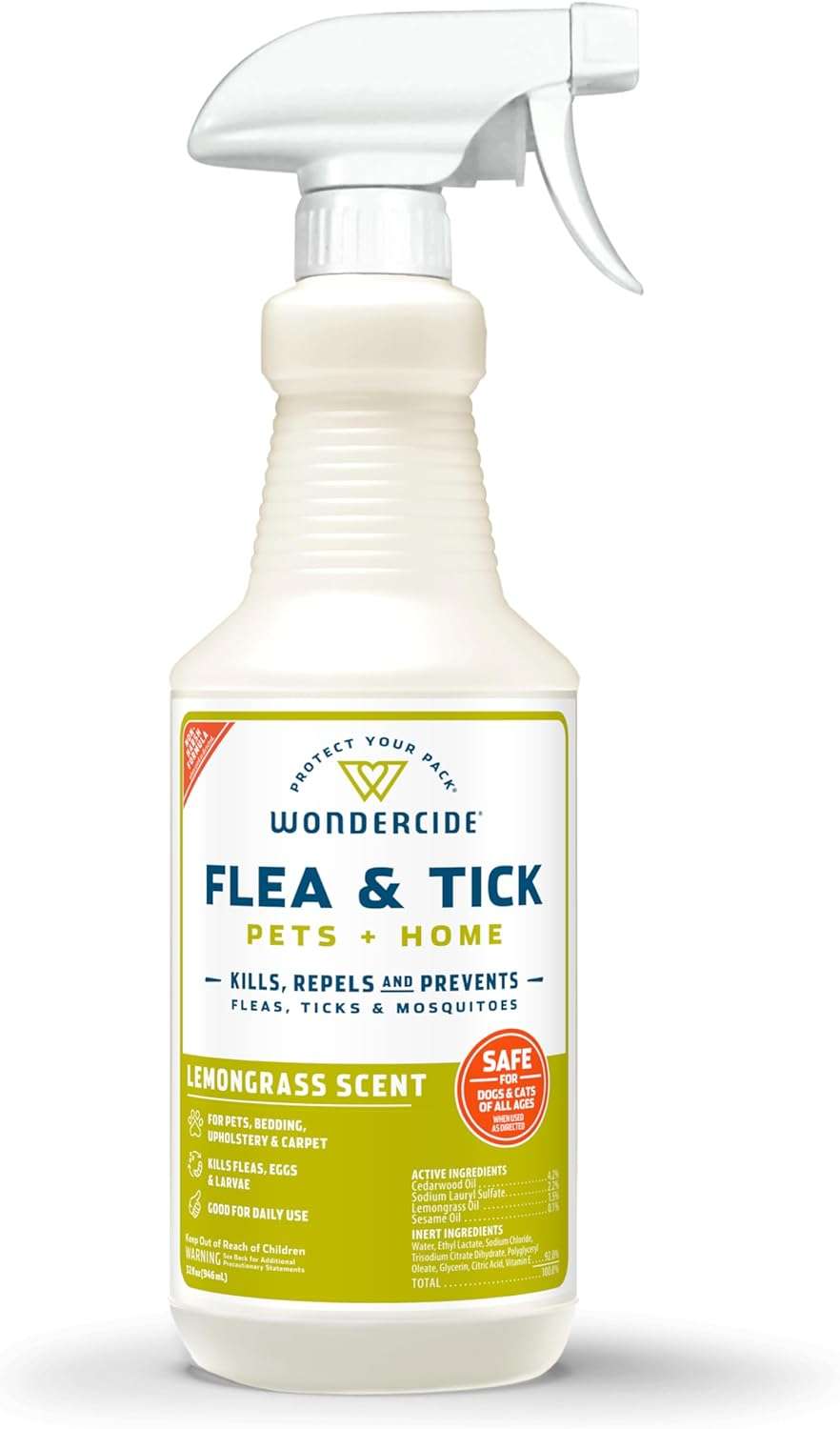 Wondercide - Flea, Tick & Mosquito Spray for Dogs, Cats, and Home - Flea and Tick Killer, Control, Prevention, Treatment - with Natural Essential Oils - Pet and Family Safe - 1