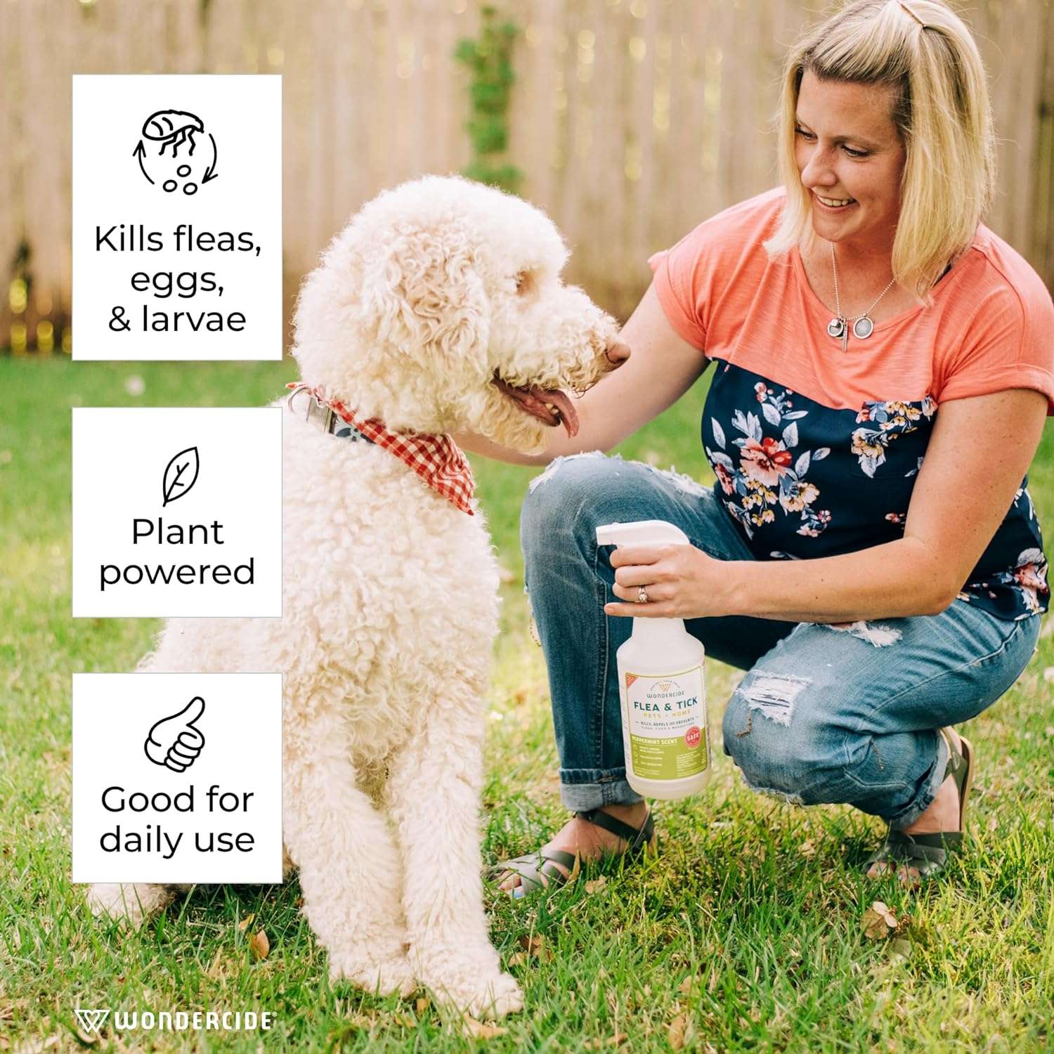 Wondercide - Flea, Tick & Mosquito Spray for Dogs, Cats, and Home - Flea and Tick Killer, Control, Prevention, Treatment - with Natural Essential Oils - Pet and Family Safe - 3