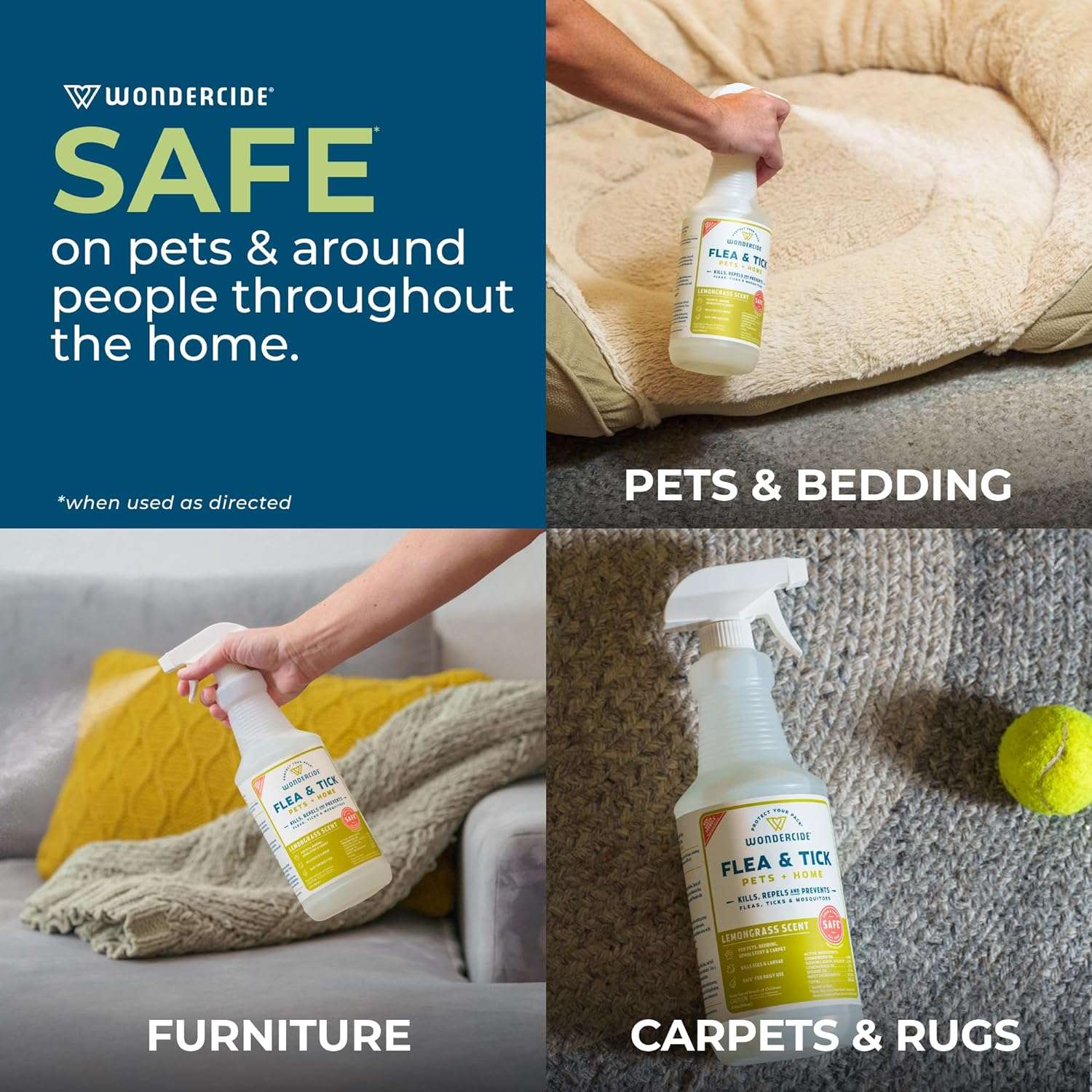 Wondercide - Flea, Tick & Mosquito Spray for Dogs, Cats, and Home - Flea and Tick Killer, Control, Prevention, Treatment - with Natural Essential Oils - Pet and Family Safe - 4