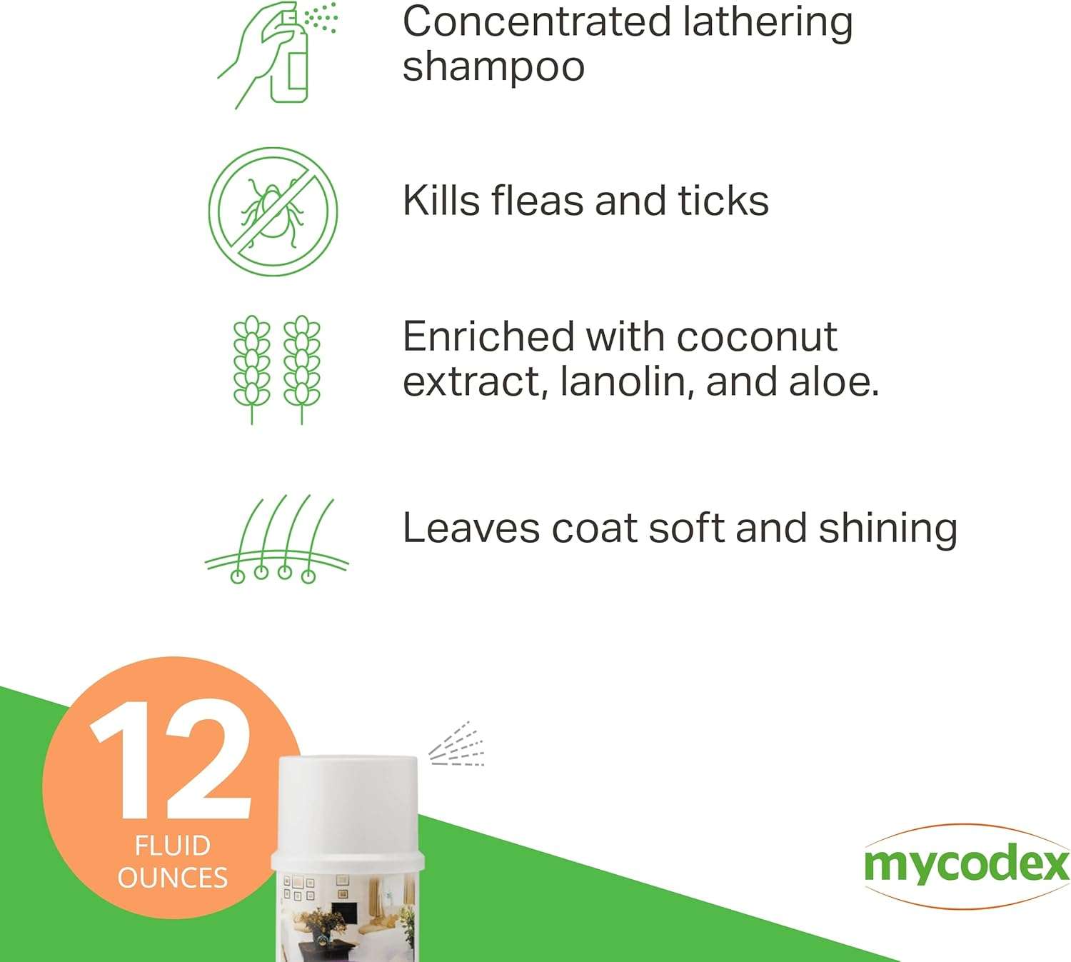 PRN Pharmacal Mycodex Flea and Tick Shampoo P3 - Sensitive Skin Shampoo for Dogs & Cats - with Oatmeal, Lanolin, & Aloe - Removes Dandruff, Dirt, & Scales While Killing Fleas, Ticks & Lice - 4