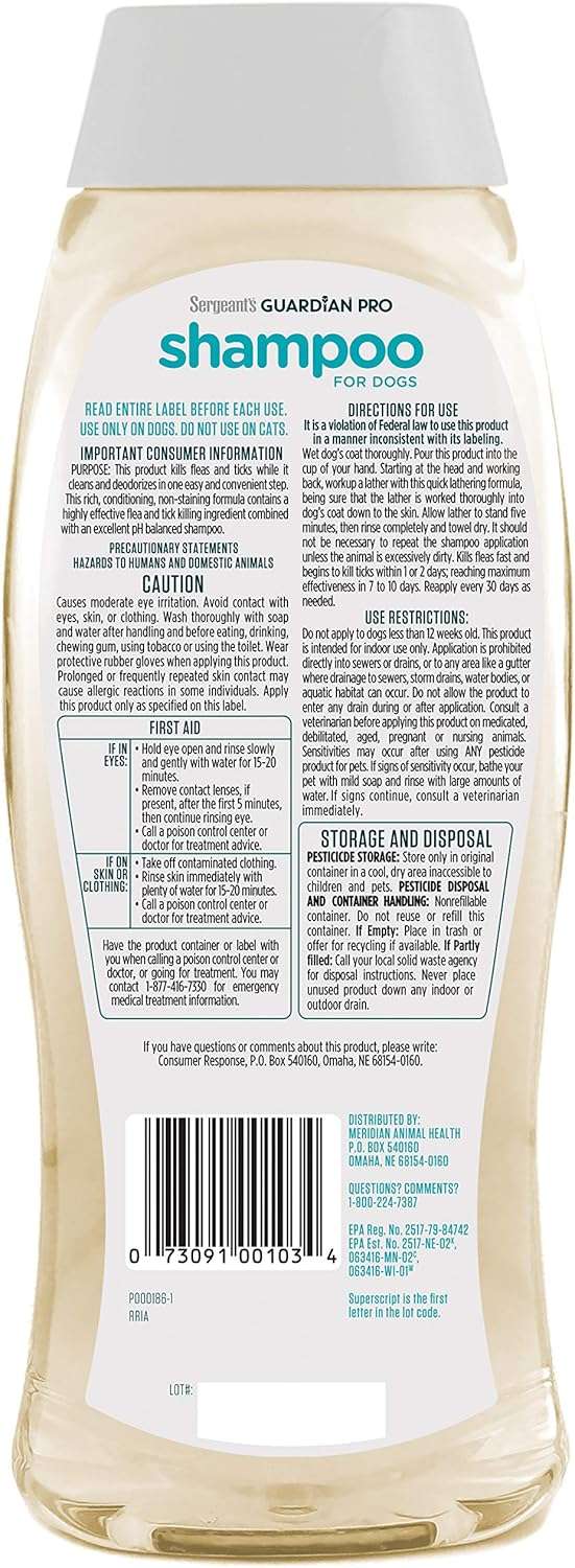 Sergeant's Guardian Pro Flea & Tick Dog Shampoo in Spring Freesia, 18 oz., 00103 - 2