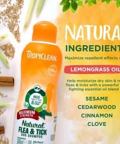 TropiClean Maximum Strength Natural Flea and Tick Dog Shampoo for Flea and Tick Prevention for Dogs - Made in the USA - 20 oz - 3