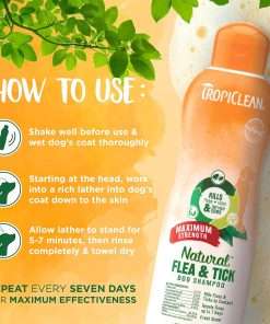 TropiClean Maximum Strength Natural Flea and Tick Dog Shampoo for Flea and Tick Prevention for Dogs - Made in the USA - 20 oz - 5