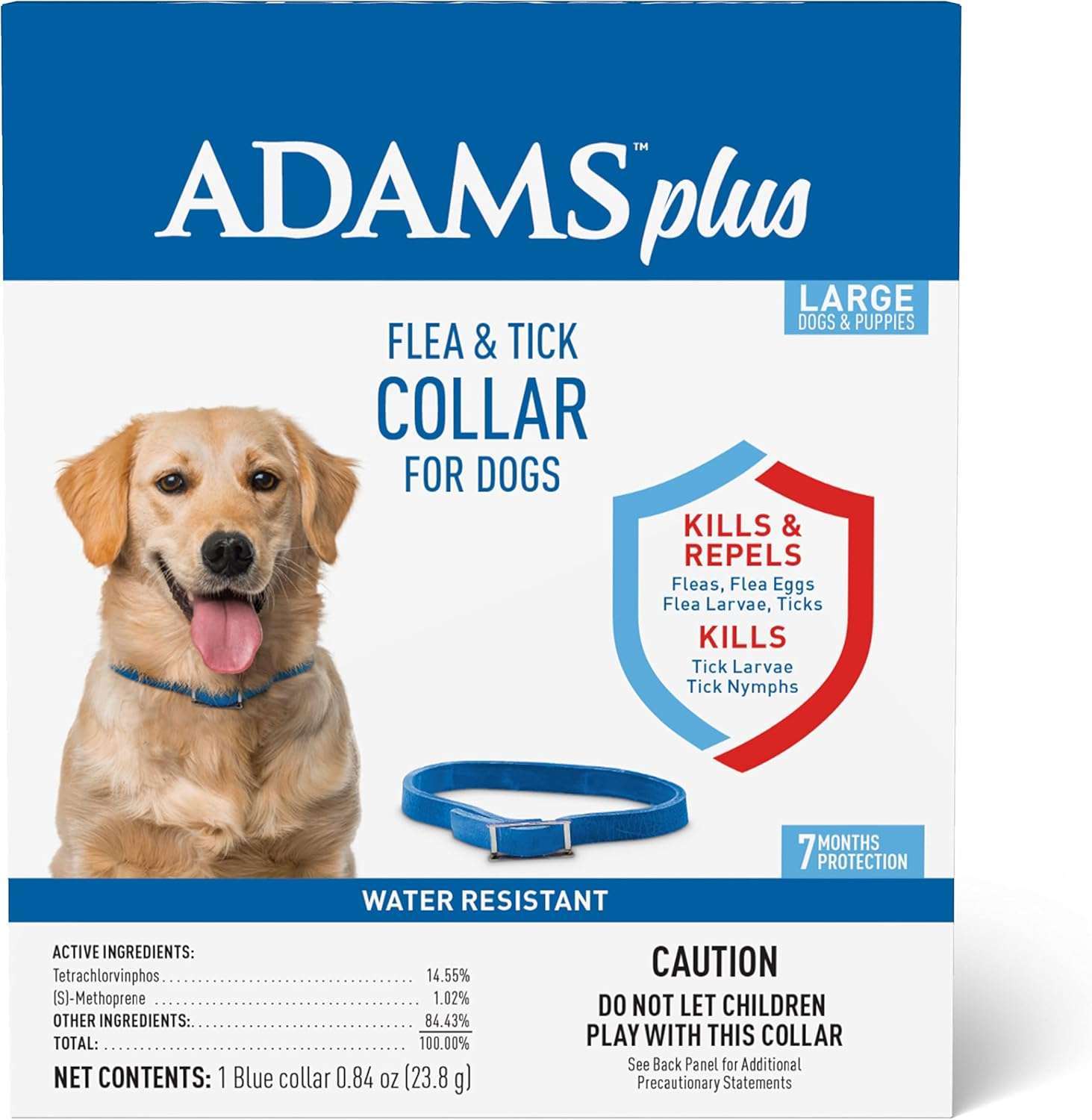 Adams Plus Flea & Tick Collar for Dogs, 7-Month Protection, Adjustable Collar Fits Large Dogs & Puppies, Kills & Repels Fleas, Flea Eggs, Flea Larvae and Ticks, Kills Tick Larvae and Tick Nymphs - 1