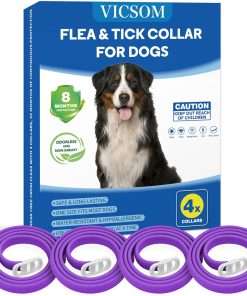 4 Pack Flea Collar for Dogs, Dog Flea and Tick Collar 8 Months Prevention Dog Flea and Tick Treatment, Waterproof Adjustable Dog Flea Collar, Natural Anti Tick and Flea Collar for Dogs, Purple - 1