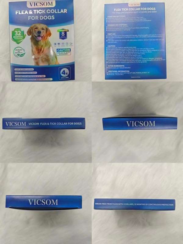 Flea Collar for Dogs, 4 Pack Dog Flea and Tick Collar 32 Months Flea and Tick Treatment Collar for Dog, Waterproof Adjustable Dog Flea and Tick Prevention for Small Medium Large Dog Puppy, Black - 9