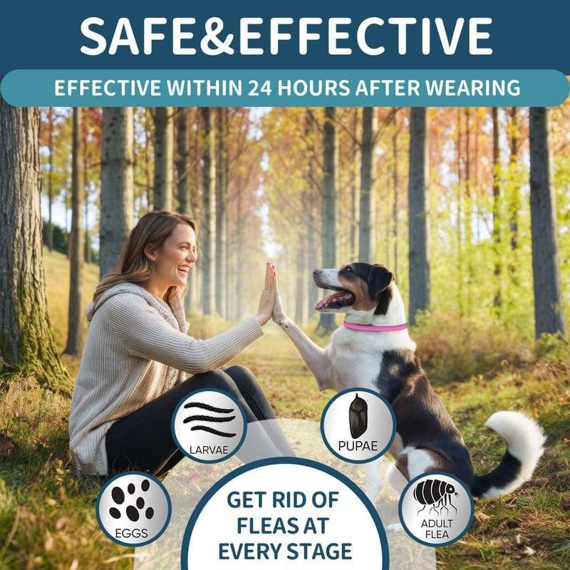 VICSOM 4 Pack Flea Collar for Dogs, Flea and Tick Collar for Dogs, 32 Months Flea and Tick Prevention for Dogs, Dog Flea and Tick Treatment, Water-Resistant & Adjustable Dog Flea Collar - Pink - 3