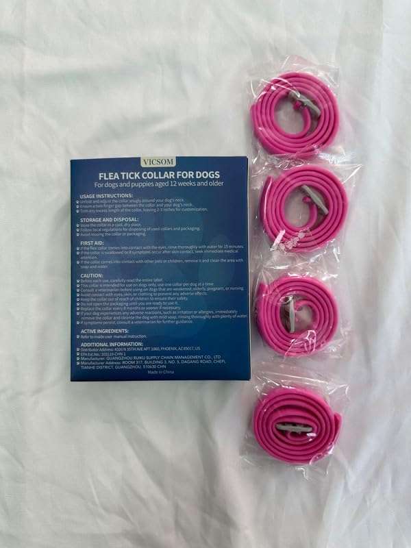 VICSOM 4 Pack Flea Collar for Dogs, Flea and Tick Collar for Dogs, 32 Months Flea and Tick Prevention for Dogs, Dog Flea and Tick Treatment, Water-Resistant & Adjustable Dog Flea Collar - Pink - 8