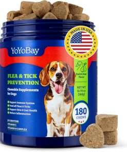 Flea and Tick Prevention for Dogs Chewable - 180 Soft Chews, Duck & Pear Flavor - Dog Flea and Tick Treatment Chewable, Natural Defense- Dog Immune Support Supplement - 1