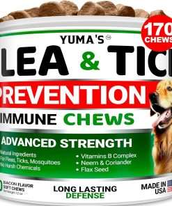 Flea and Tick Prevention for Dogs Chewables - 170 Treats - Natural Dog Flea and Tick Treatment Chewable Supplement - Oral Pills - All Breeds & Ages - Soft Chews - 1