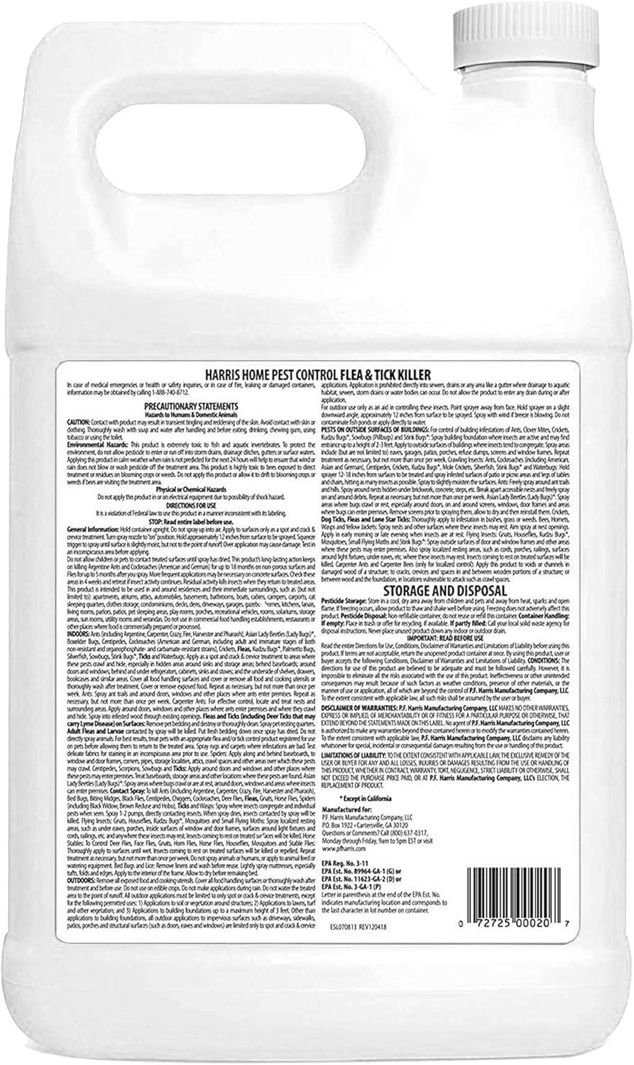 Harris Flea and Tick Killer, Liquid Spray with Odorless and Non-Staining Extended Residual Kill Formula (Gallon) - 6