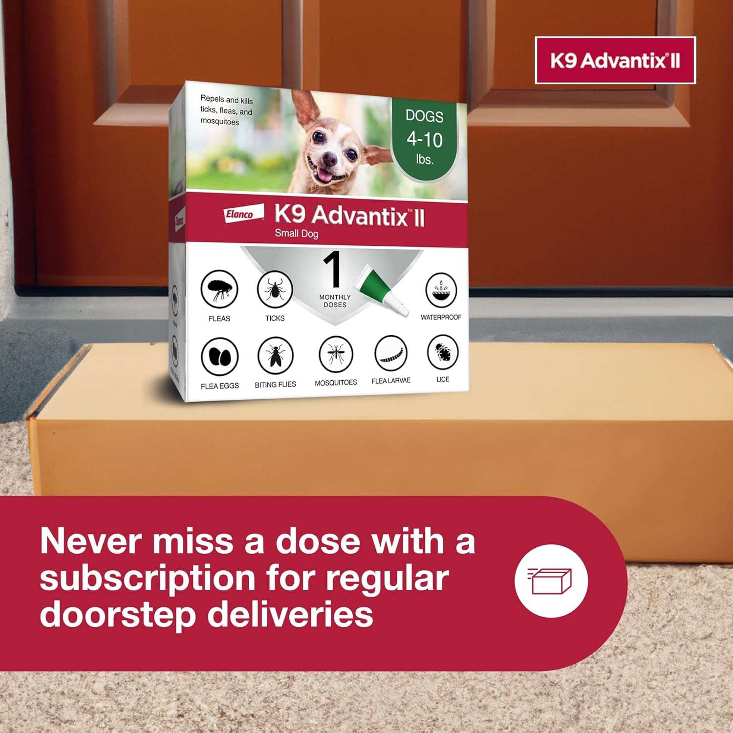 K9 Advantix II Small Dog Vet-Recommended Flea, Tick & Mosquito Treatment & Prevention - Dogs 4-10 lbs. - 1-Mo Supply - 8