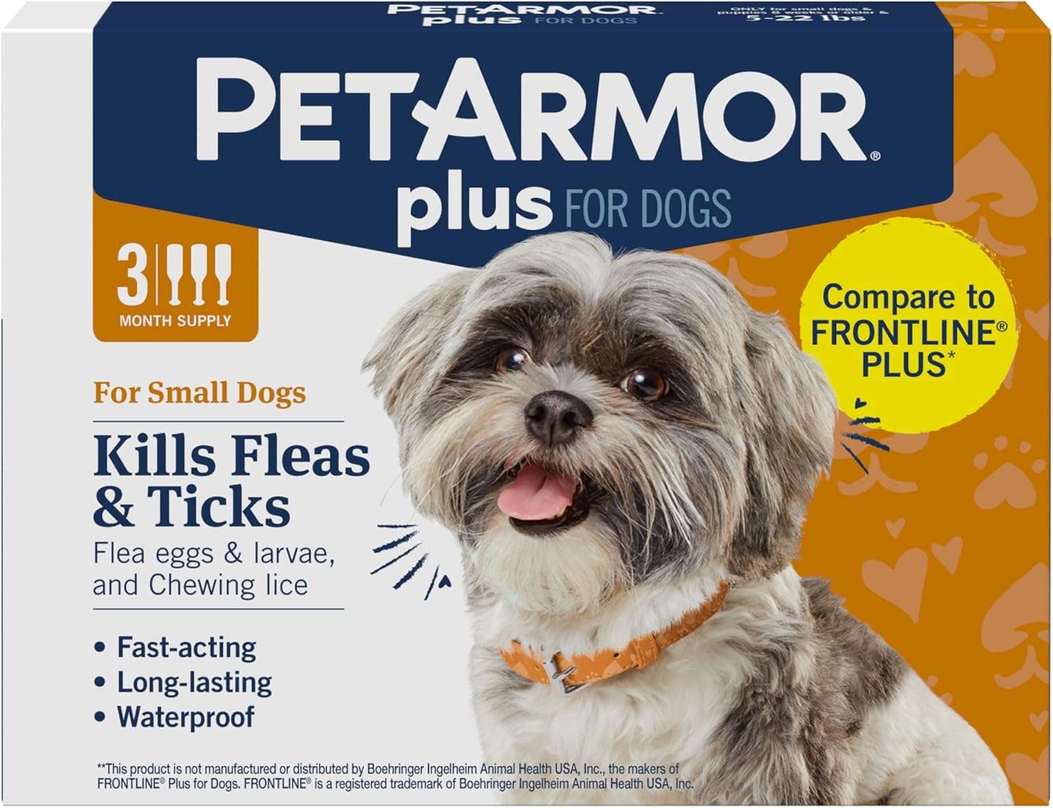 PetArmor Plus Flea and Tick Prevention for Dogs, Dog Flea and Tick Treatment, 3 Doses, Waterproof Topical, Fast Acting, Small Dogs - 1