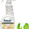 Petcor Pet Flea & Tick Spray - Easy-use Spray - Kill Ticks, lice, Fleas, and Mosquitoes on Dogs, Cats, Puppies, and Kittens - USA Supply Gloves - USA Supply Pest Identification Card - 1