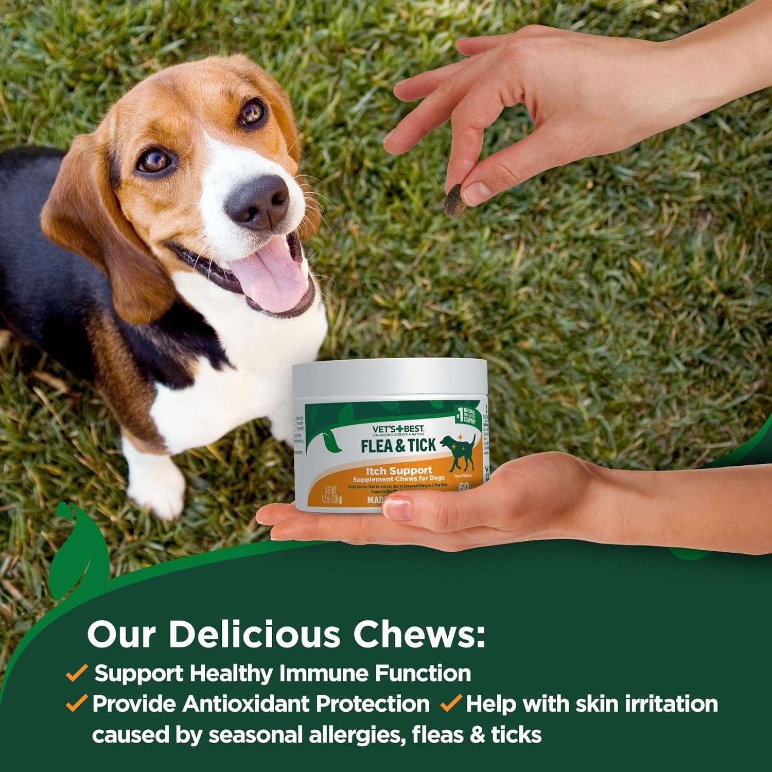 Vet’s Best Dog Flea and Tick Treatment and Prevention Soft Chews, Itch Support Flea and Tick for Dogs, Supplement Tick Chews for Dogs, Dog Allergy Support, Fleas Ticks - 5