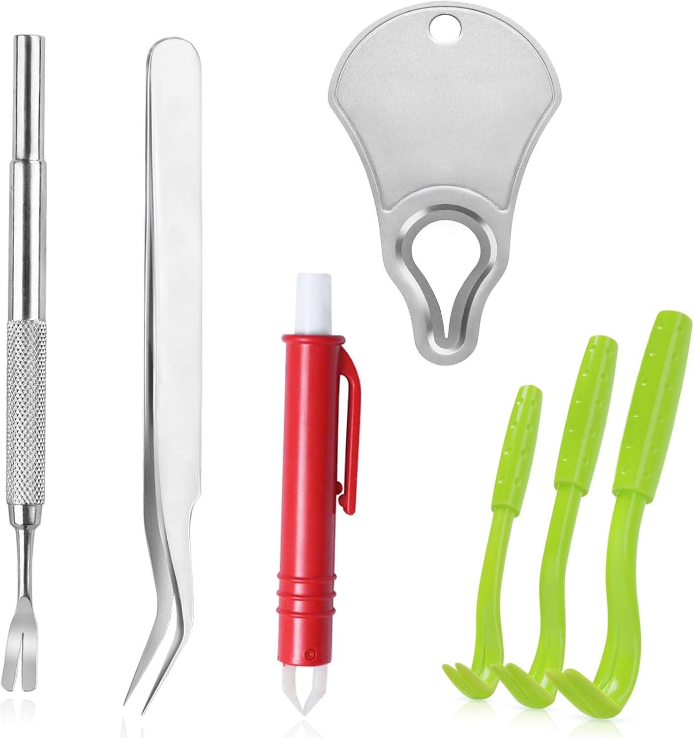 Tick Remover Tool Kit, Stainless Steel Tick Tweezers + Remover Tick Key, 4 Pack Quick & Safe Tick Twister Removal Tools for Dogs Cats Humans - 1